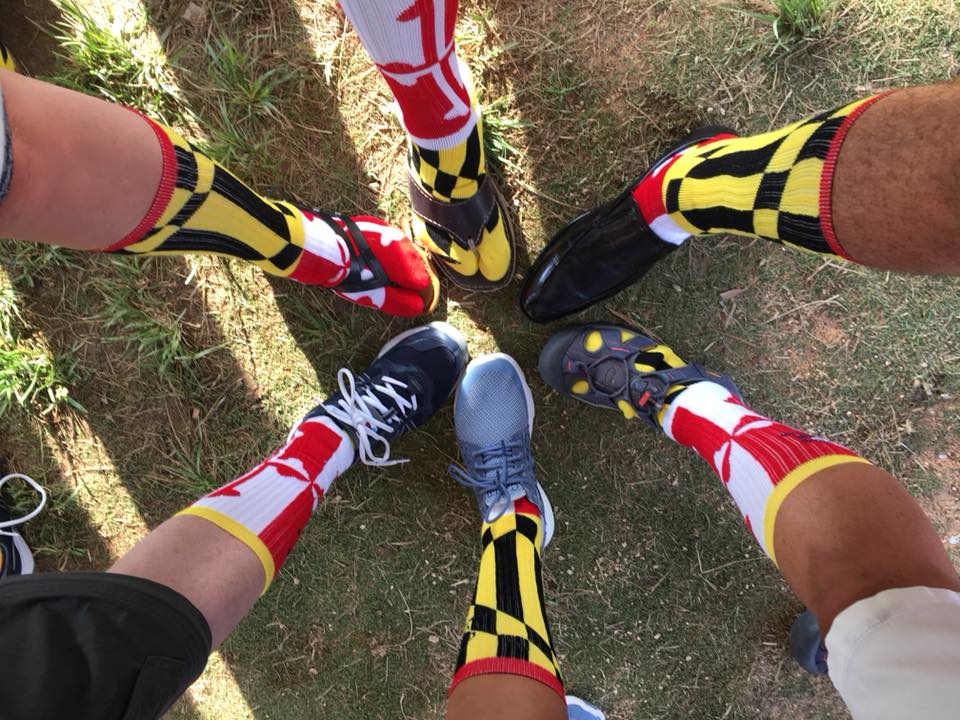 Joe Laun Lynn McClaskey Tom, Lara, Russ and crew at the awards ceremony for the 2018 A2B Race. Maryland meets Bermuda socks!! Photo courtesy of A2B Facebook page
