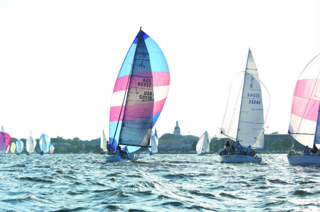 Weeknight racing in Annapolis. Photo by SpinSheet
