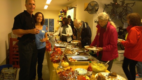 Hosts Court and Laura Trueth at their Pig Roast meal.