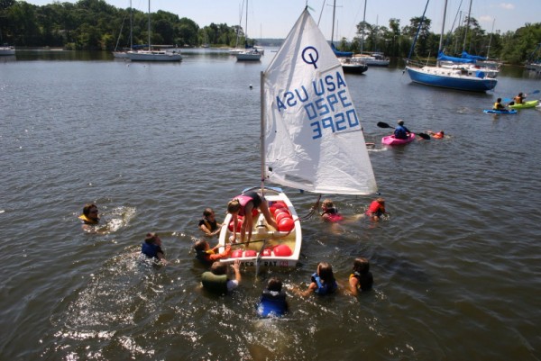 Jr. Sail Fun Day. How many kids can fit into an Opti before it sinks?