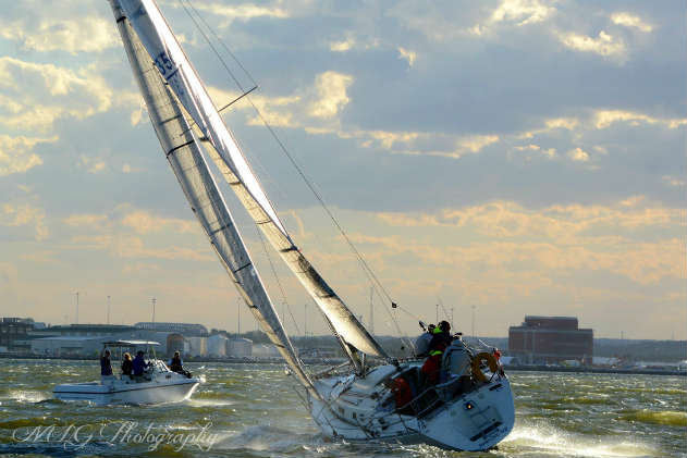 Baltimore sailors proved once again this past Tuesday that they're not afraid of heavy air! Photo by Mary Lees Gunther