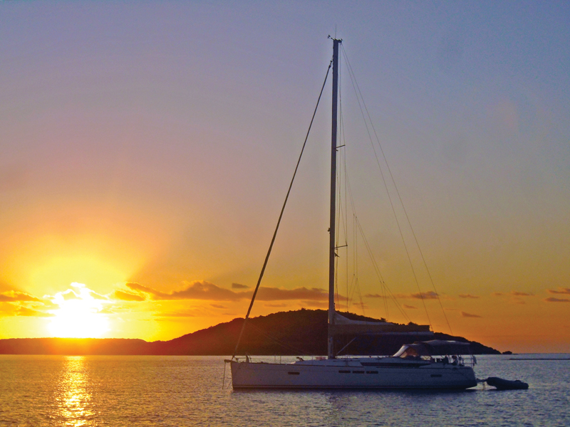 sailboat anchored in the Virgin Islands