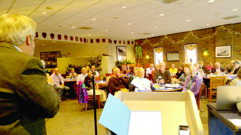 Back Creek YC Commodore Bob Higginbotham addresses club members at the annual meeting November 8 at the Fleet Reserve Club in Annapolis. Photo by Otto Hetzel