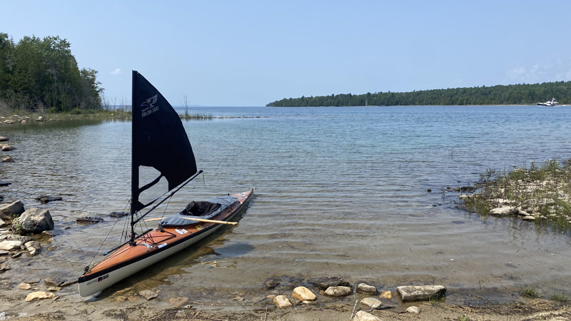 canoe with sail