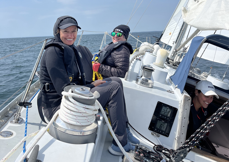 women sailing on charter boat