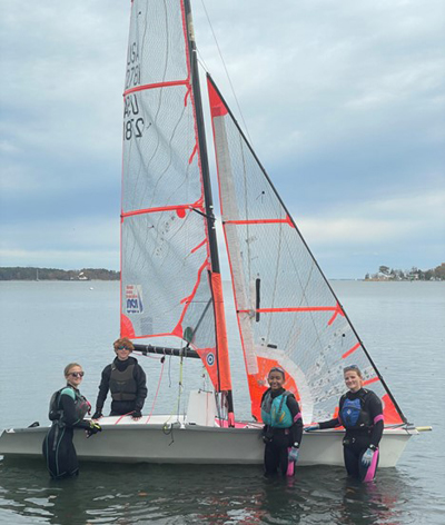 29er skiff and youth sailors at West River Sailing Club