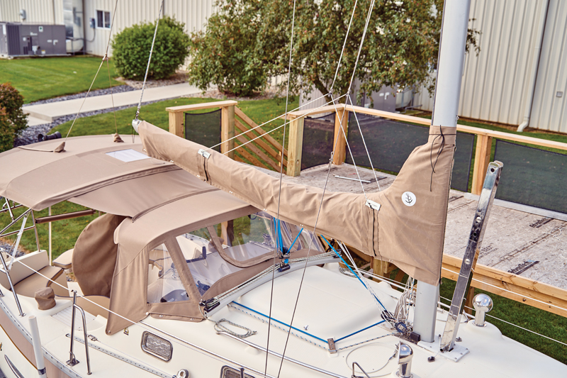 Throated sail cover on keelboat at Sailrite