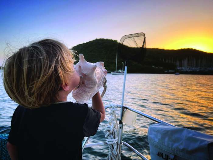 conch shell sunset