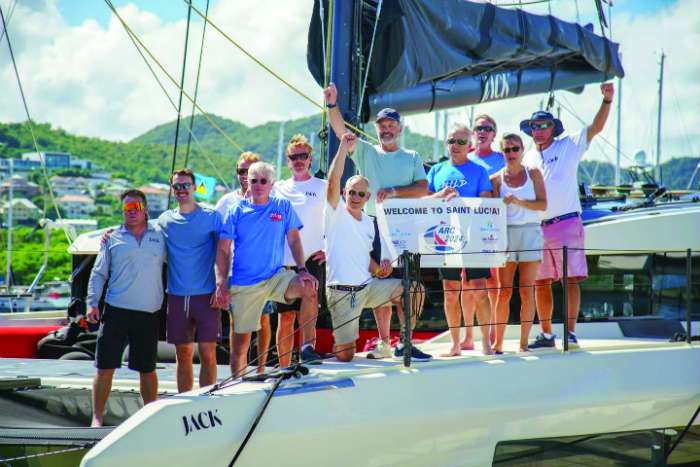 happy sailing crew after transatlantic