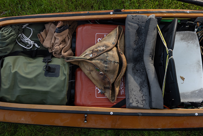 view inside Great Loop paddler's canoe