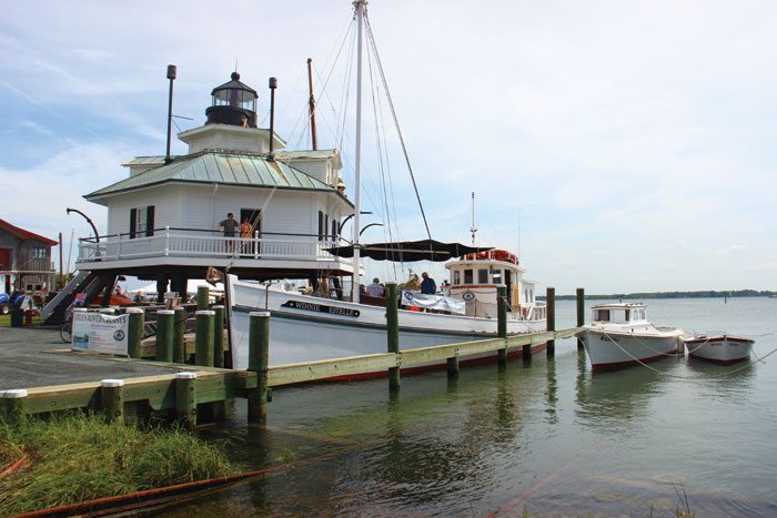 Guests to the Chesapeake Bay Maritime Museum may climb to the top of the 1879 Hooper Strait Lighthouse.