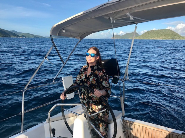 woman sailing a charter boat